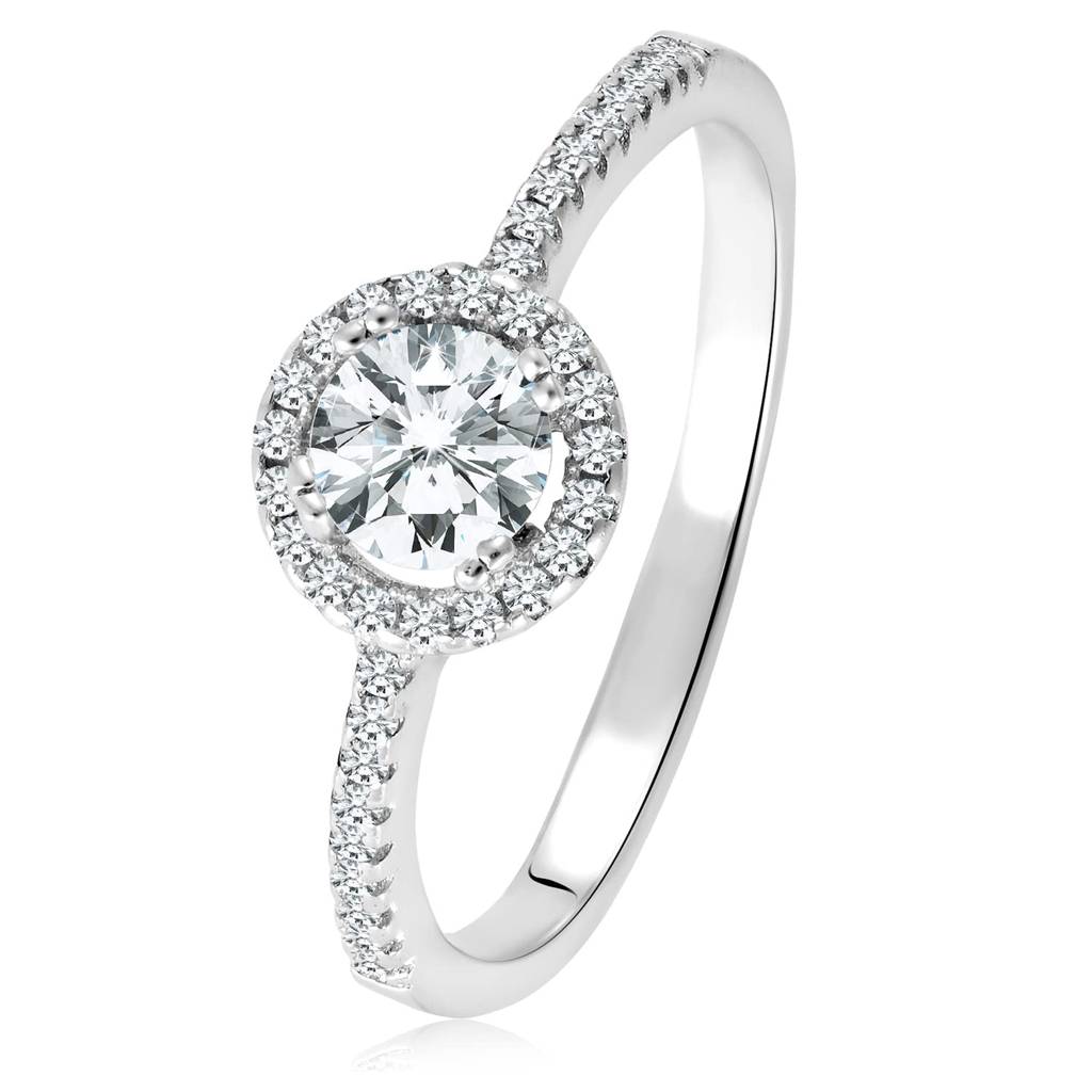 925 Sterling Silver Rhodium Plated Classic Shimmering Cz Ring For Women & Girls : PF23R15-8