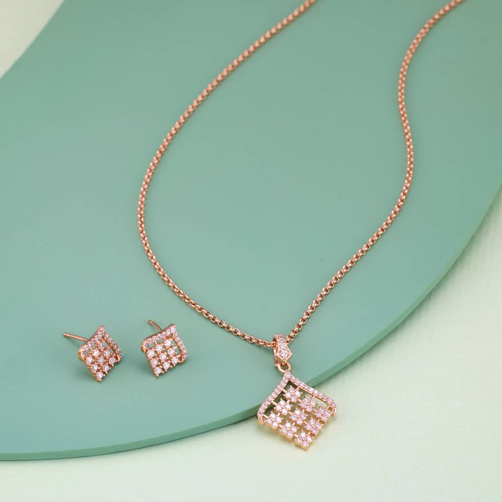 Kushal'S Fashion Jewellery  -Plated Party Trendy Zircon Necklace And Earring Set  -186574 : 444882