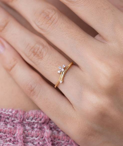 18K Gold Vermeil Leaf & Heart Glow Necklace And Ring Set For Her | Gift For Womens And Girls : KNP0030_KRD0002-Gold-5