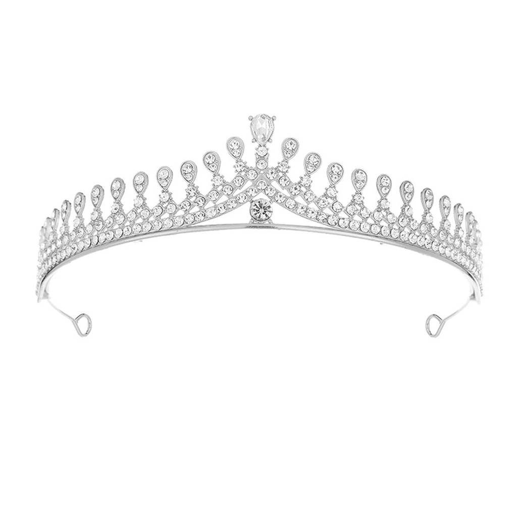 Cubic Zirconia Studded Princess Tiara Crown For Girls Women Birthday Gift Hair Accessories-Px9Cw06 : PX9CW06S