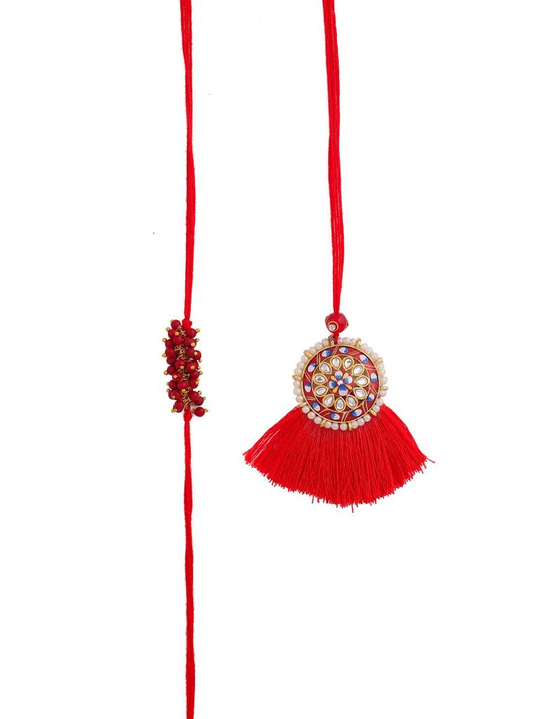 Designer Bhaiya Bhabhi Rakhi Set With Roli Chaawal Pack : 8905124413700