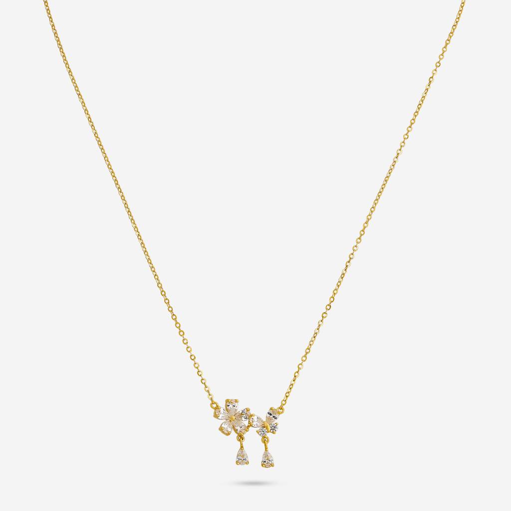 Gold-Plated Party Zircon 92.5 Sterling Silver Pendant Necklace-458312 : 458312