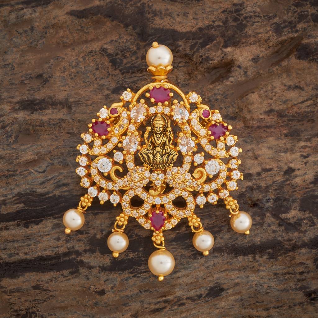 Kushal'S Fashion Jewellery Oxidised Gold-Plated Ethnic 92.5 Pure Silver Temple Pendants-179589 : 429641