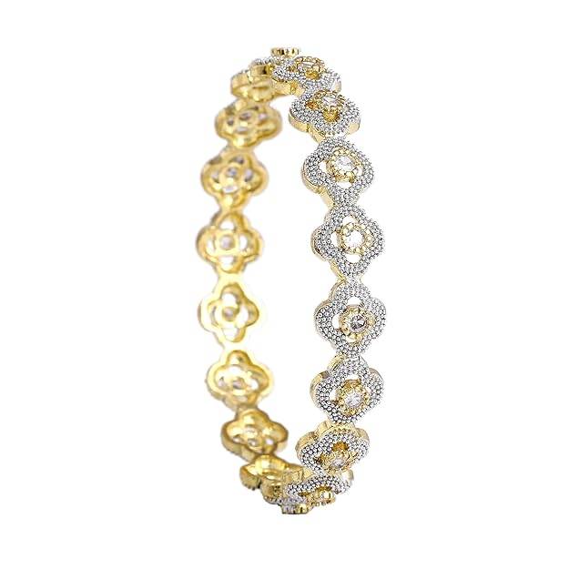 Gehena By Estele Fashion Jewelry Bangles For Women: Gold & Rhodium Plated Attractive White Crystal Stu : OSAK001-2TNWE26BANGLE