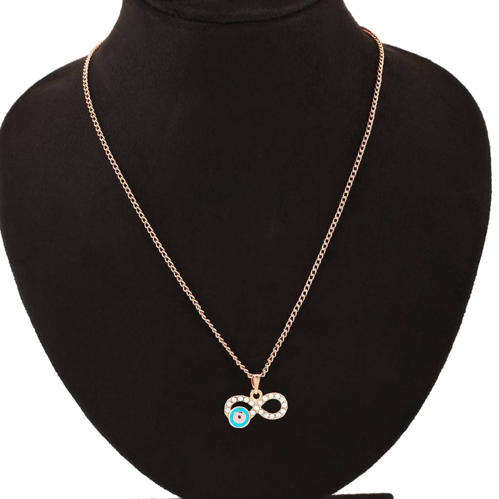 Estele Rosegold Plated Infinity Shaped Evil Eye Charm Pendant With Chain For Girls/Women : 1014-RG-PNTQPENDANT