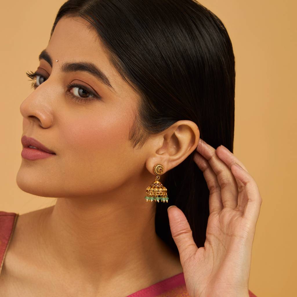 Kushal'S Fashion Jewellery Dome Shaped Jhumkas Earrings-181653 : 434131