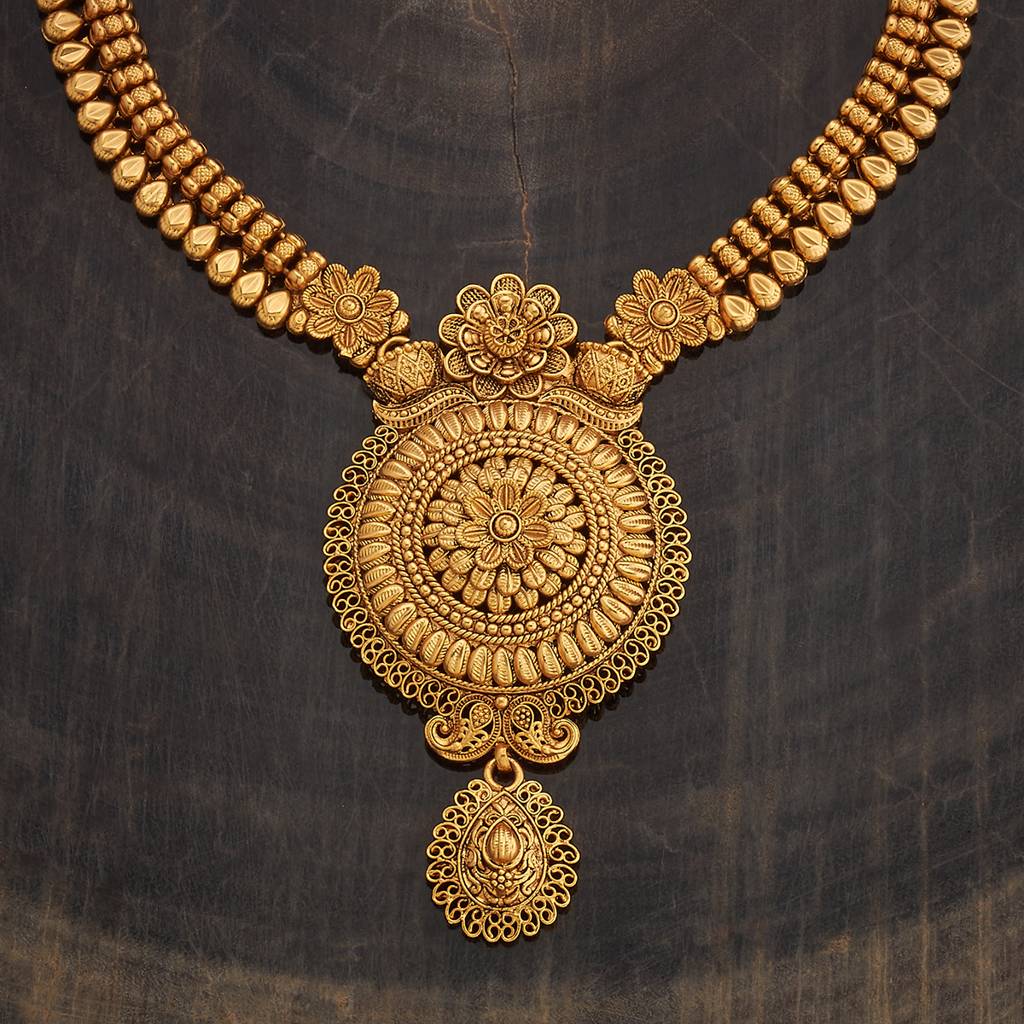 Kushal'S Fashion Jewellery Gold Gold-Plated Ethnic Antique Necklace-184439 : 440384
