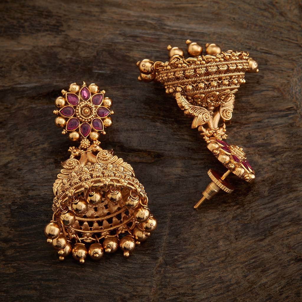 Kushal'S Fashion Jewellery Ruby Gold-Plated Bridesmaid Antique Earring-172292 : 411904