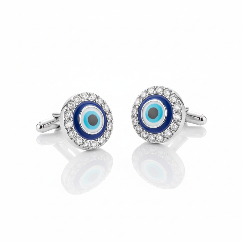 Evil Eye Moissanite Stud Earrings 14K Gold Plated : TGDEE-6-Y