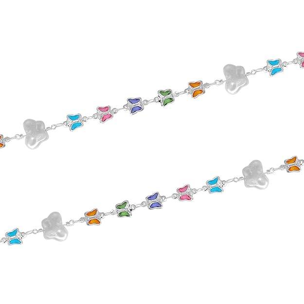 Gehena By Estele Fashion Anklets For Girls & Women: Rhodium Plated Elegant Butterfly Design Lightweight M : OSAK009-IRMCANKLET