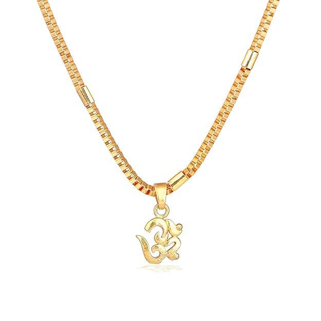 Gehena By Estele Fashion Jewelry Om Pendant Necklace For Men'S: Gold Plated Divine Om Symbol Pendant Neckl : OSAK028-IGPENDANT