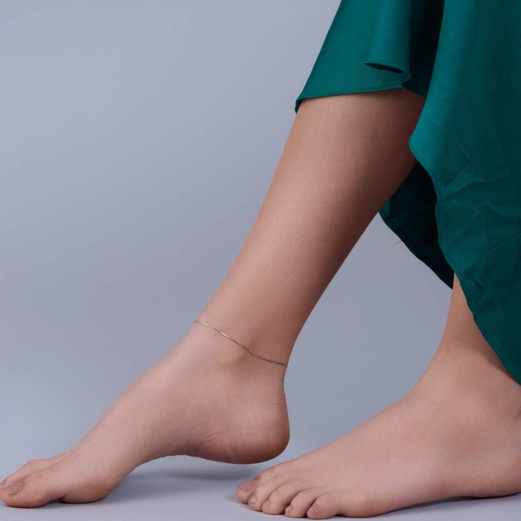Kushal'S Fashion Jewellery Gold Rhodium-Plated Party 92.5 Sterling Silver Anklet-180709 : 431891