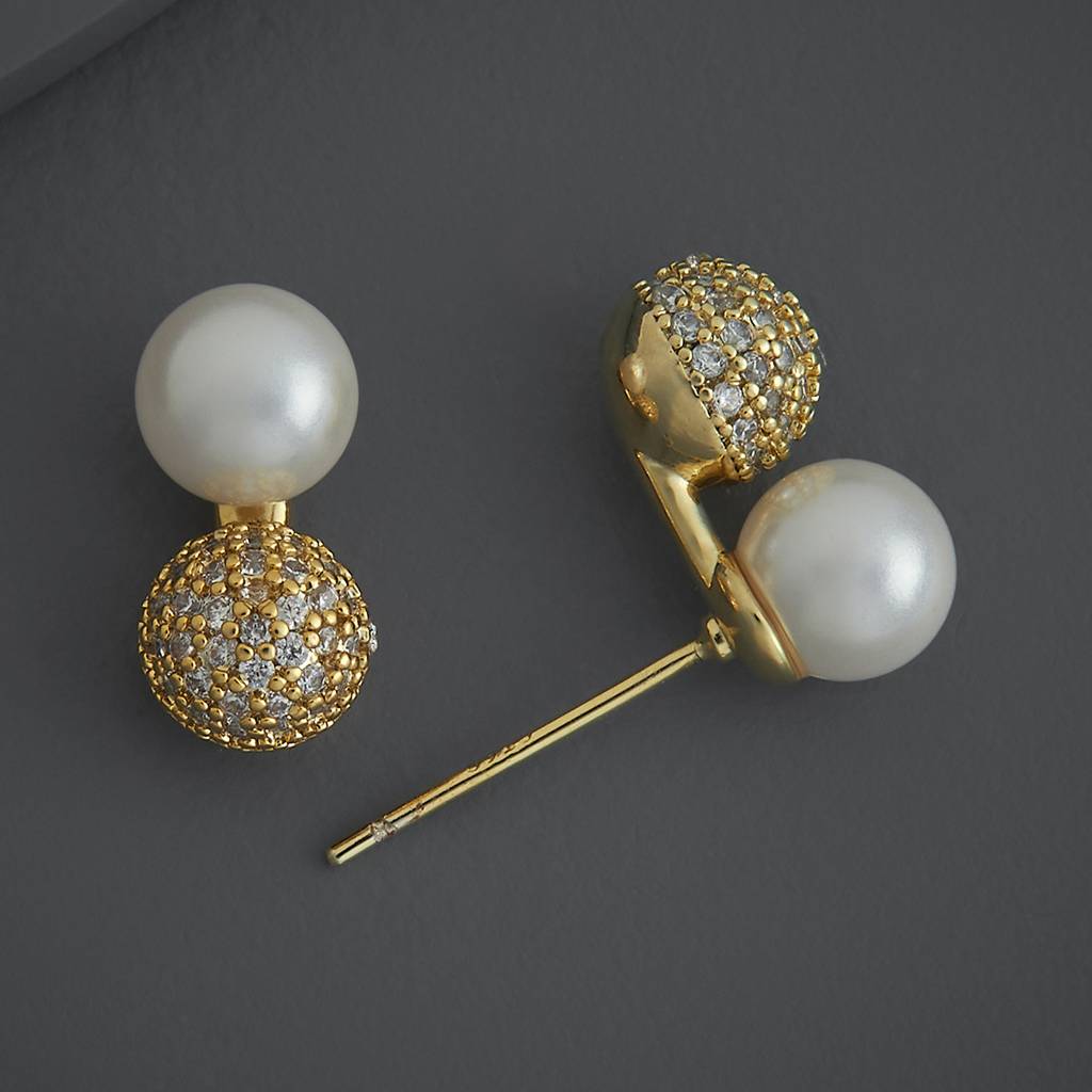 Kushal'S Fashion Jewellery Pearl Gold-Plated Party Zircon Studs Earring-186200 : 444067