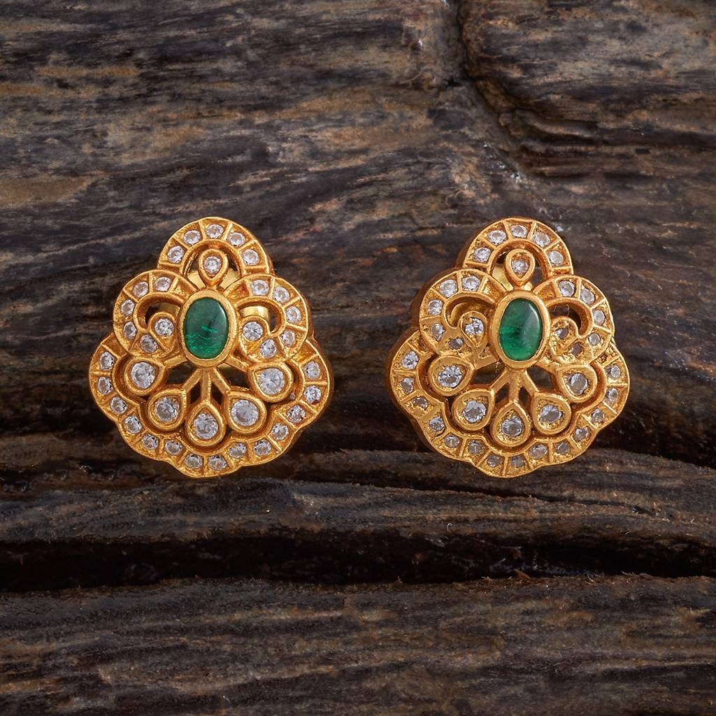 Kushal'S Fashion Jewellery Gold-Plated Ethnic 92.5 Pure Silver Temple Studs-177360 : 425301