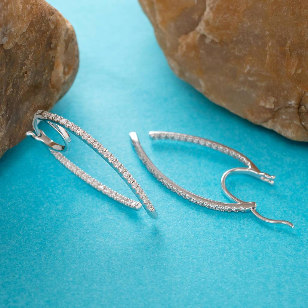 925 Silver Marquise Hoop Earrings | Cz Teardrop Dangle Earrings Gift For Women : SE_000687