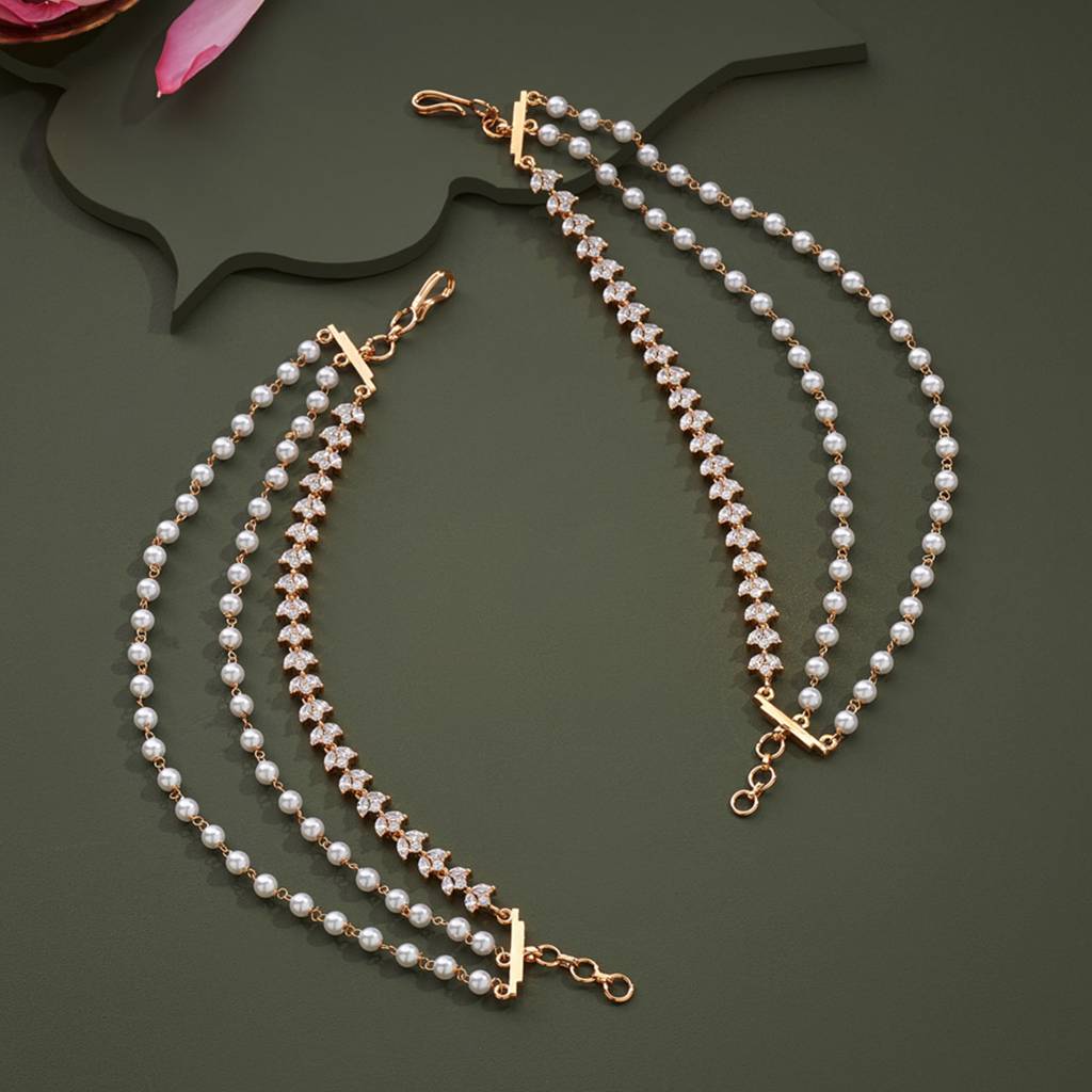 Kushal'S Fashion Jewellery White Gold-Plated Party Zircon Matil -399872 : 399872