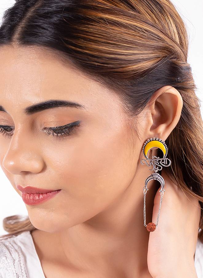 Aham Brahmasmi Ahinsa Drop Earrings : 8905124111903