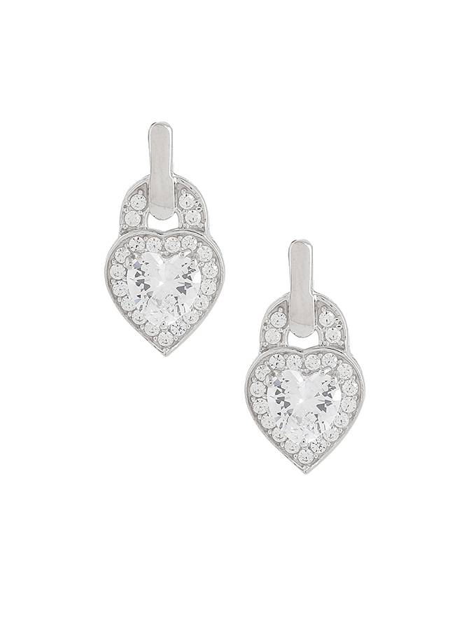 925 Sterling Silver Cz Sea Green Stone Heart Shaped Drop Earrings : 8905124441468