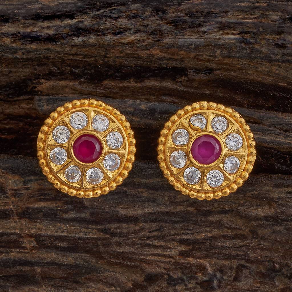 Kushal'S Fashion Jewellery Gold-Plated Ethnic 92.5 Pure Silver Temple Studs-174076 : 417839