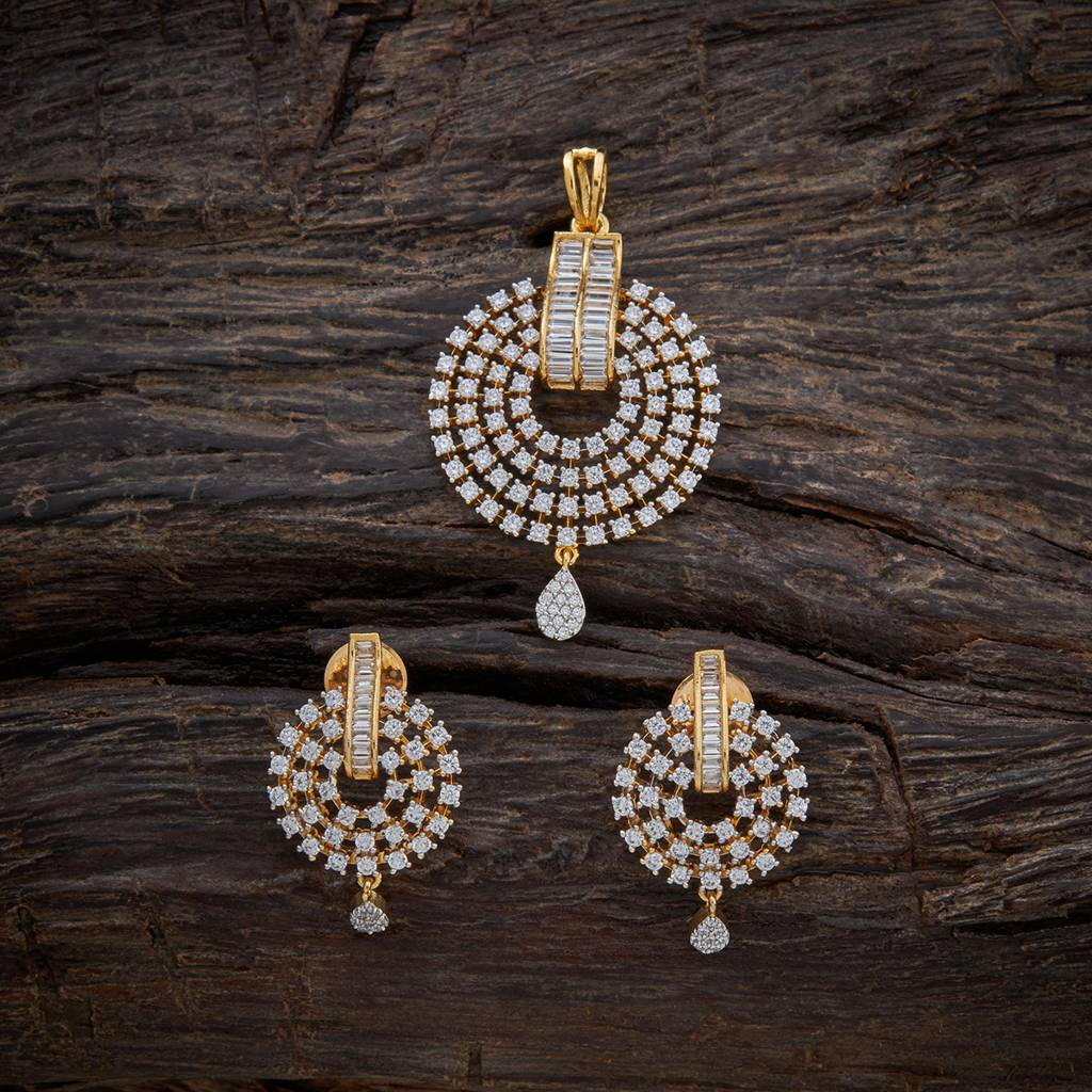 White Gold-Plated Party Zircon Pendant Set-377036 : 377036