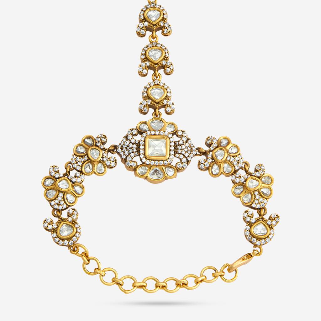 White Victorian-Plated Party Kundan Hathpan  -442205 : 442205