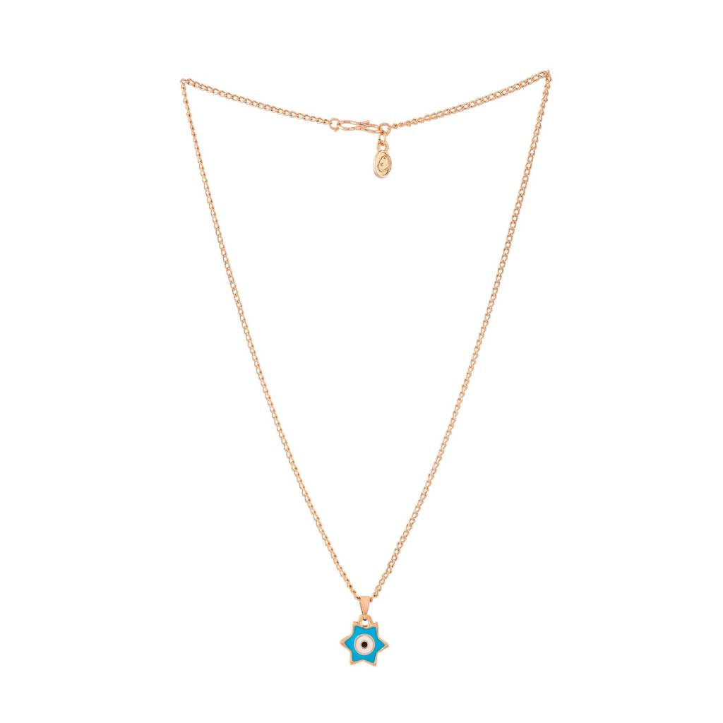 Estele Rosegold Plated Elegant Star Designer Evil Eye Charm Pendant With Chain For Women : 1015-RG-TQWEPENDANT