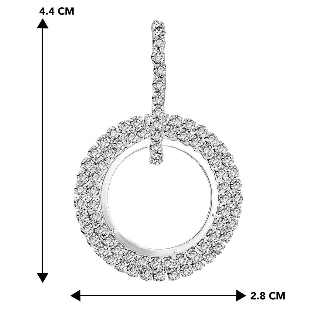 Silver Plated Cubic Zirconia Studded Hoop Earrings Stylish Fashion Work Office Regular Wear Jewellery Gift For Girls : PX8E139