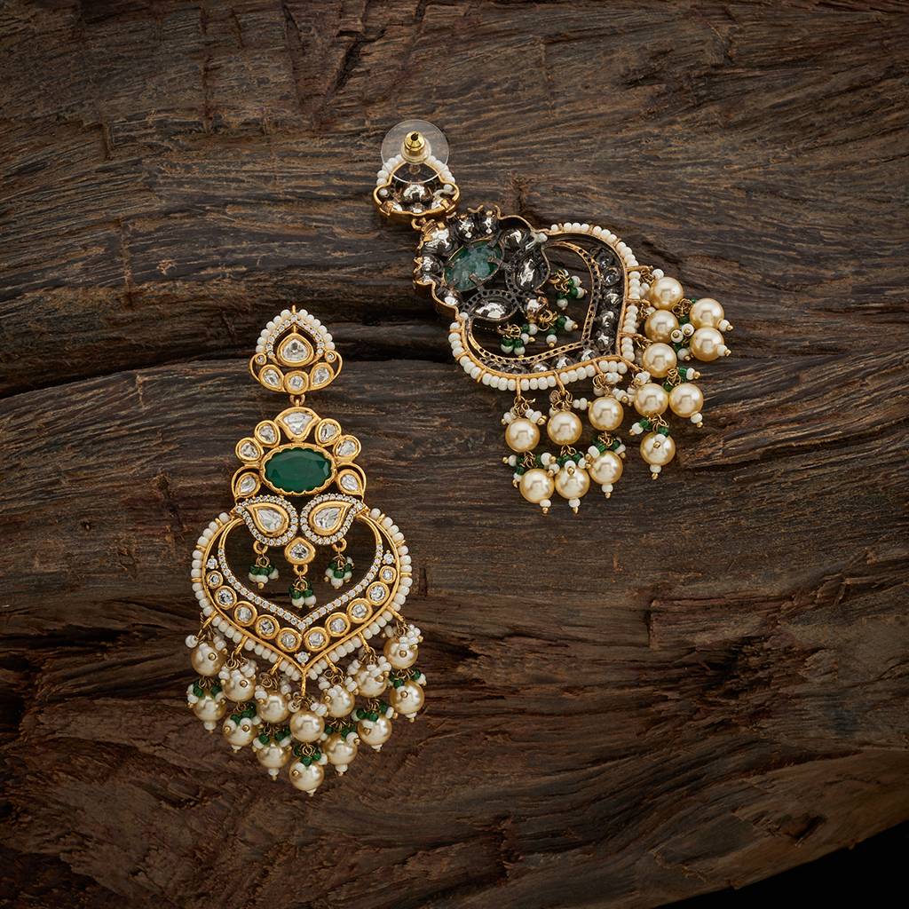 Green Plated Ethnic Kundan Drops-401101 : 401101