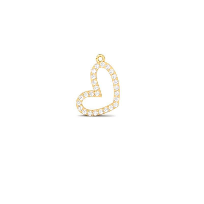 14K Gold Plated Moissanite Heart Pendant Necklace : TGDP-289-Y