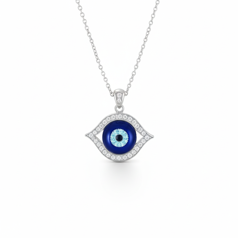 Eye Shaped Moissanite Evil Eye Necklace : TGDPE-4-Y