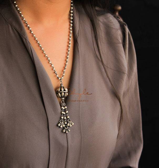 Mizoya Ball Drop Embossed Versatile Necklace : SN1177