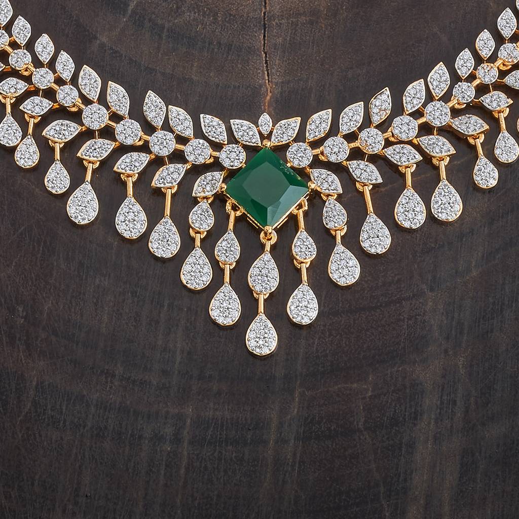 Kushal'S Fashion Jewellery Gold Plated Cubic Zirconia Studded Jewellery Set-177071 : 424446