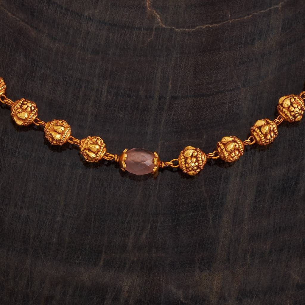 Kushal'S Fashion Jewellery Pink Gold-Plated Ethnic 92.5 Pure Silver Temple Chain Necklace-173477 : 425930