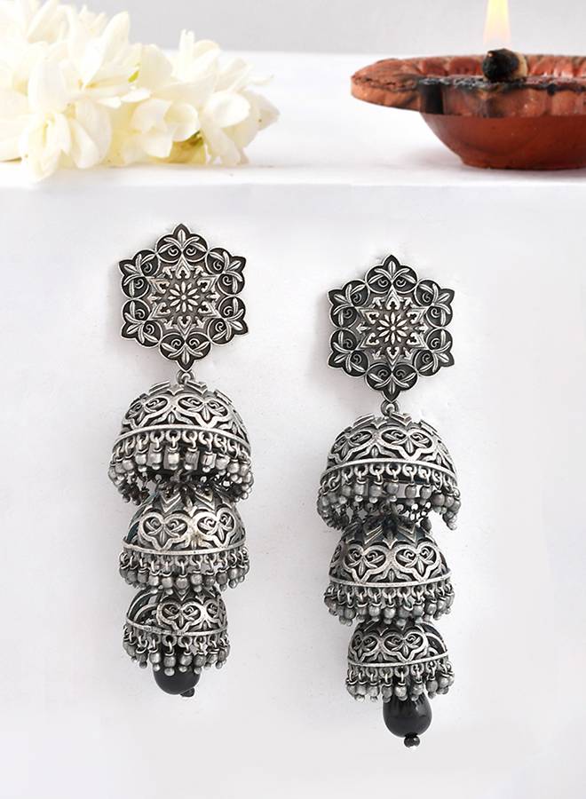 Nrityotsava Falguni 3 Layers Jhumka Earrings : 8905124511376