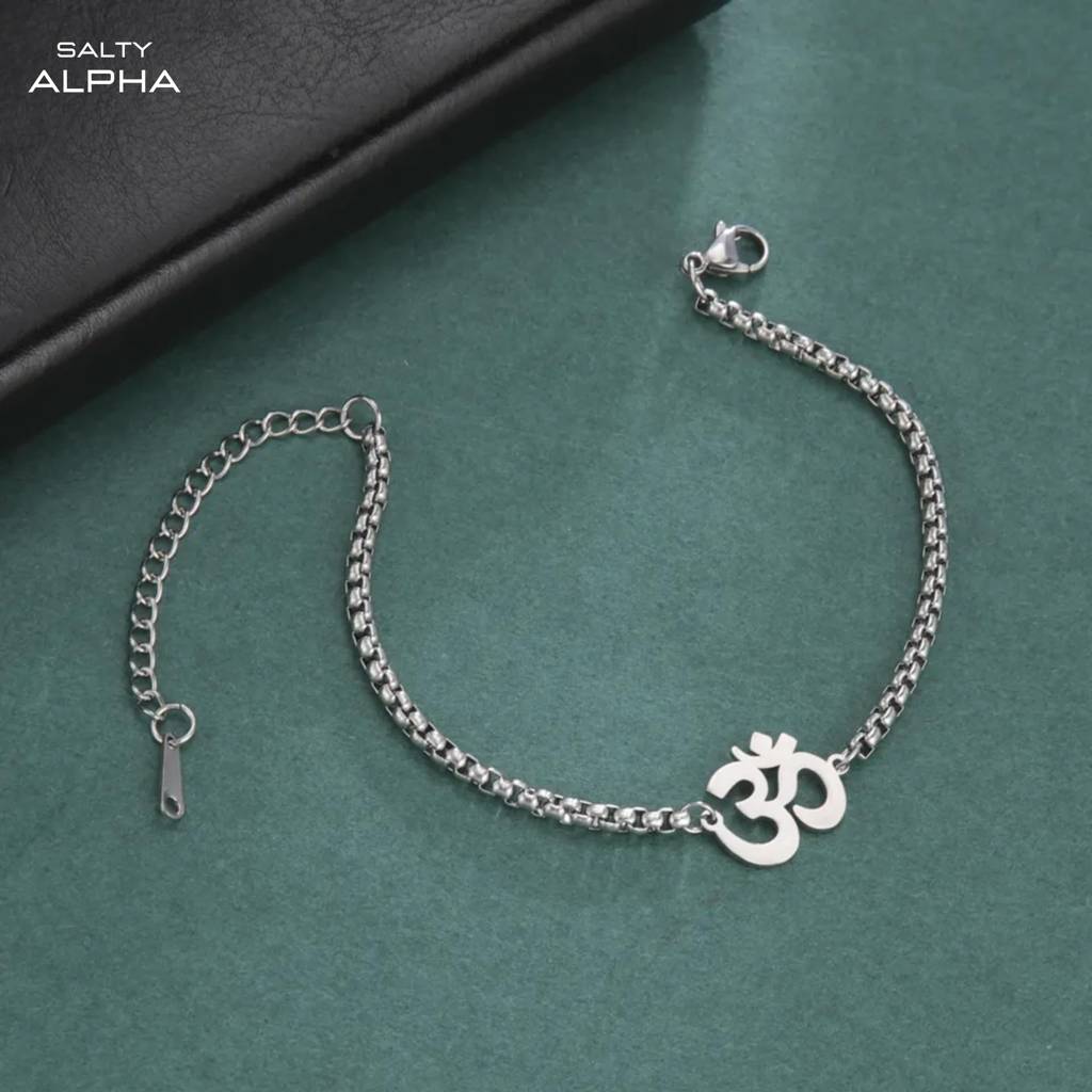 Salty Alpha Auspicious "Om" Silver Bracelet : MB1S0168