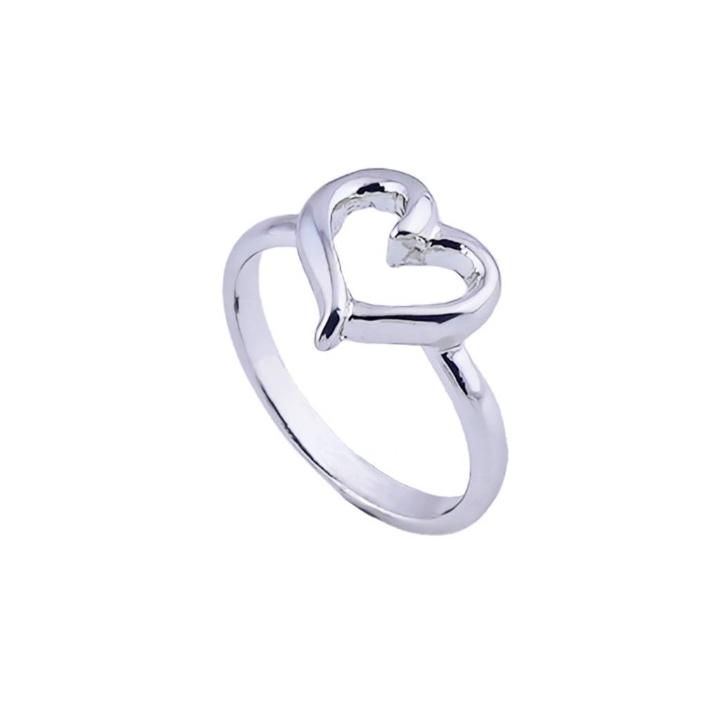 Estele Rhodium Plated Heart Shaped Finger Ring For Women : 130-IRRING