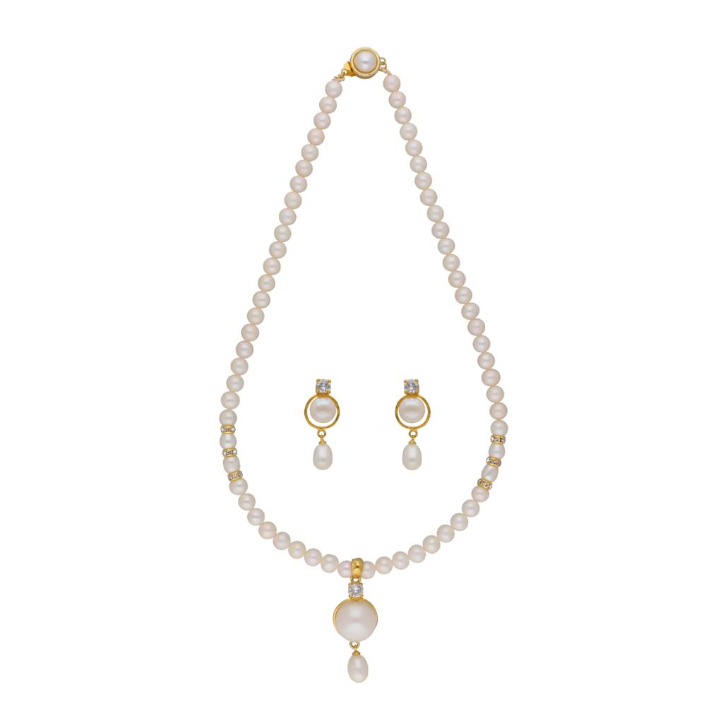 Elegant Single Drop Pearl Set : JPMAY-22-32