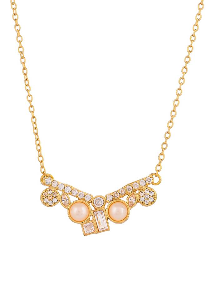 Mother'S Day Dainty Pearls And Cz Pendant Set : 8905124438406