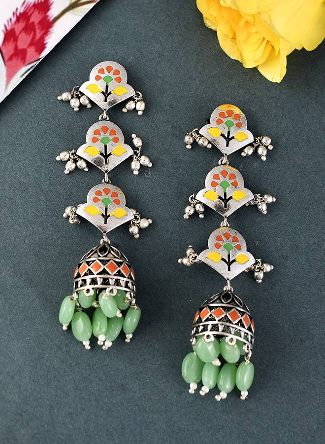 Bagh E Fiza Pastel Jhumka Layered Earrings : 8907617929293