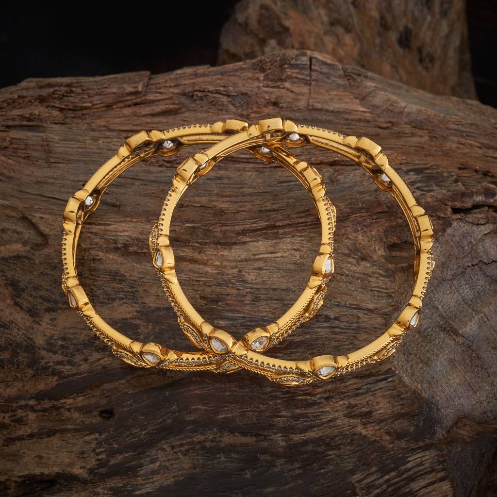 White Plated Ethnic Kundan Bangle-435408 : 435408