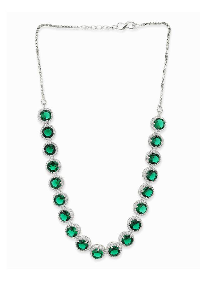 Sparkling Elegance Emerald Hued Cz Jewellery Set : 8905124435542