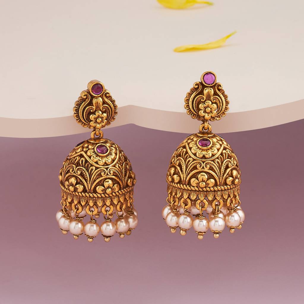 Kushal'S Fashion Jewellery Plated Ethnic Antique Jhumkas-185668 : 442850