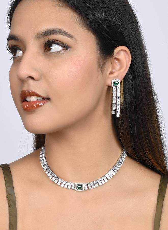 Cz Elegance Emerald Cut Zircons Jewellery Set : 8905124476743
