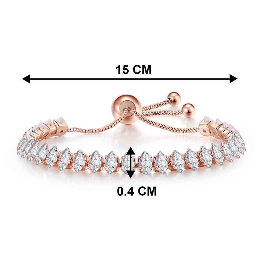American Diamond Studded Plated Tennis Bracelet Fashion Adjustable Stylish Jewellery Gift For Women & Girls : PX8B59C