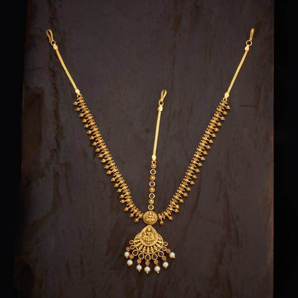 Kushal'S Fashion Jewellery Ruby Gold-Plated Ethnic Antique Tikka -400232 : 400232