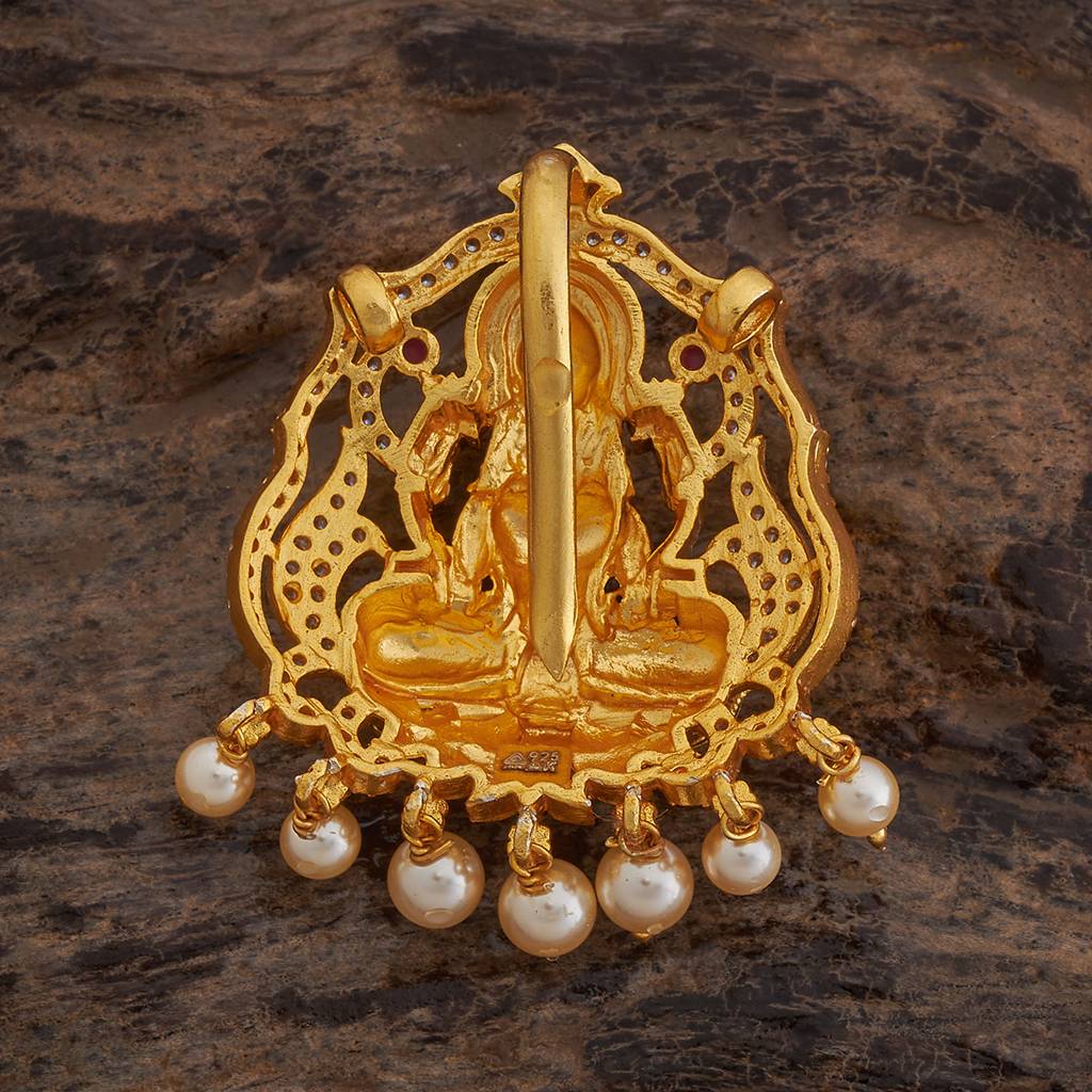 Kushal'S Fashion Jewellery White Oxidised Gold-Plated Ethnic 92.5 Pure Silver Temple Pendants-178545 : 433170