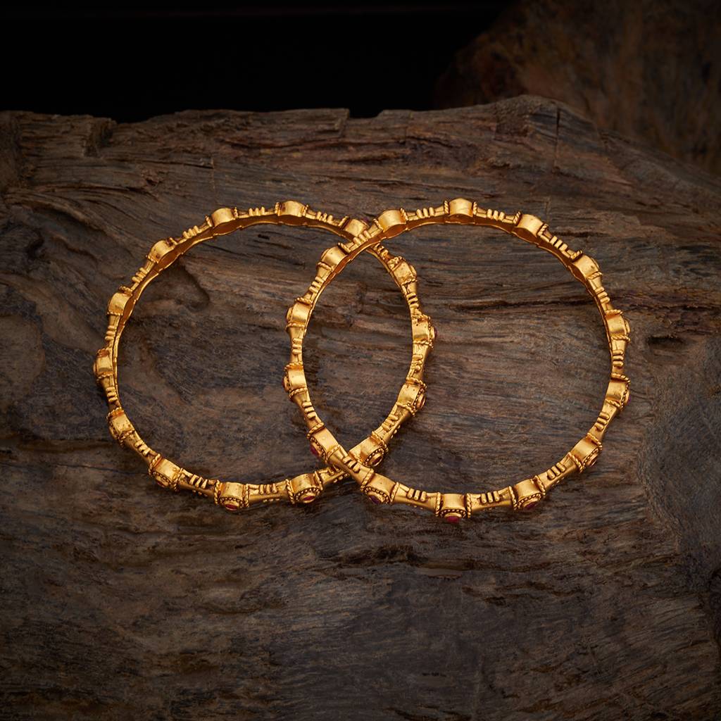 Kushal'S Fashion Jewellery Ruby Gold-Plated Ethnic Antique Bangle-165536 : 404700