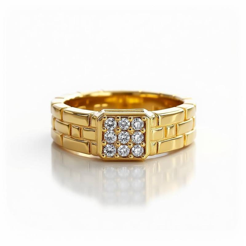 Men'S Brick-Link Moissanite Cluster Ring : TGDMR-01-R-23