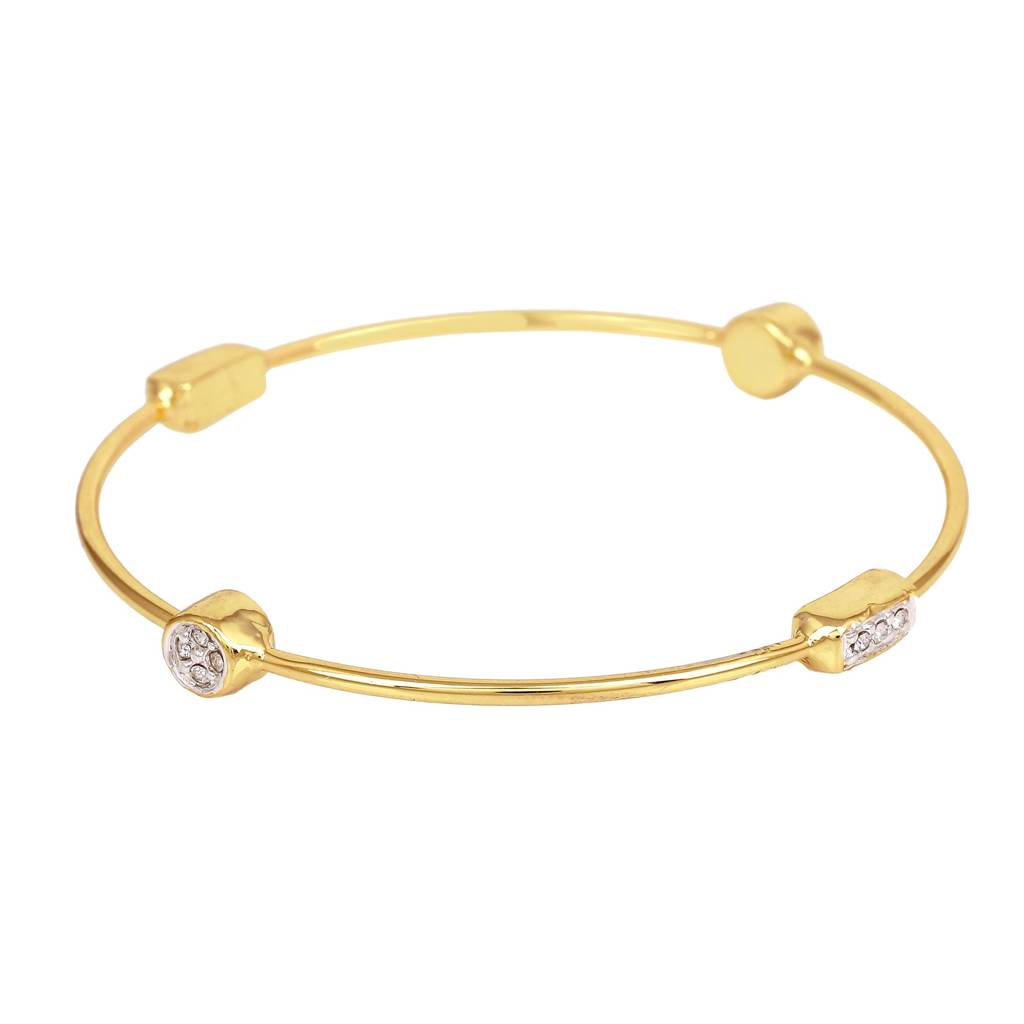 Estele Gold & Rhodium Plated White Austrian Crystal Stone Kada Bracelet For Girls And Women : 251BR