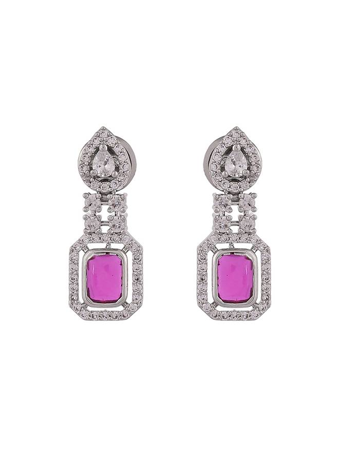 Whimsical Ruby, Crystal And Cubic Zirconia Necklace - Earring Set : 8905124459241